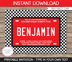 Race Car Party Invitations Template Birthday Party
