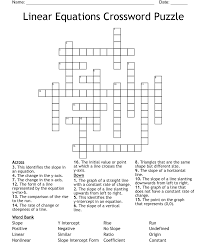 Linear Equations Crossword Puzzle