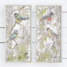 Mirrored Glass Wall Art With Birds Set