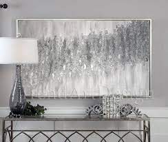 White Grey Wall Art Silver Glitter Art