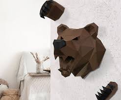 Bear Head Papercraft Kit Wall Mount