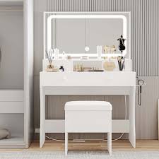 likimio vanity desk with led mirror