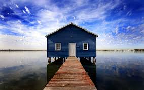 blue boat house perth wallpaper