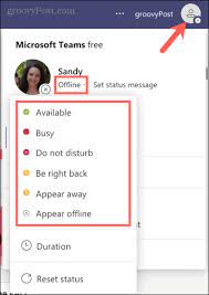 status and a message in microsoft teams