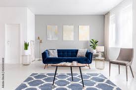 modern furniture of a navy blue settee
