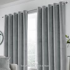 velvet curtains eyelet grey