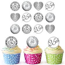 Alibaba.com offers 1,283 happy birthday cupcake toppers products. 25th Silver Wedding Anniversary Cupcake Toppers Cake Decorations Easy Precut Circles Buy Online In Guernsey At Guernsey Desertcart Com Productid 48602211