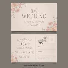 Wedding Invitation In Postcard Style Vector Free Download