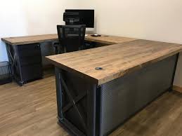 Western rustic executive desk with leather * solid wood | ebay. Iron Age Office Carruca U Shape Office Desk U Shaped Office Desk Wooden Office Desk Home Office Setup