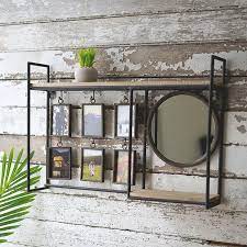 Industrial Wall Shelf With Mirror And