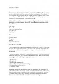 Sample Cover Letter for High School Student BroResume