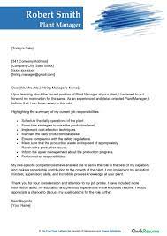 plant manager cover letter exles