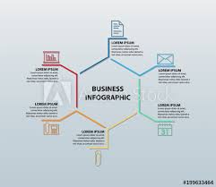 Business Infographic Featuring Six Icons Document Envelope