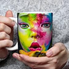 colorful woman artistic mug