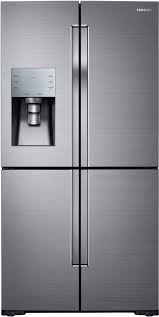 Samsung's refrigerator models make temperature selection simple by providing two separate buttons: Samsung Rf28k9070sr 36 Inch 4 Door French Door Refrigerator With 28 1 Cu Ft Total Capacity 4 Temperature Flexzone Compartment 4 Glass Shelves Triple Cooling System Ice Master Ice Maker External Water Ice Dispenser And Energy