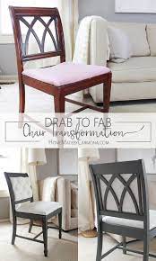 After examining the chair i realized the bottom already had staples so the bottom seat cushion was a breeze to make. Drab To Fab Chair Makeover Home Made By Carmona Dining Chair Makeover Dining Chairs Diy Diy Chair Makeover