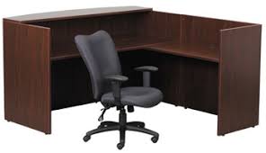 We have a great selection of reception stations for sale at varied price ranges. Boss Receptionist Desks N169 Reception Return Desk N180 In Cherry Or Mahogany Finish