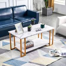 Gold Rectangle Mdf Wood Coffee Table