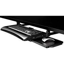 As soon as the keyboard tray slides underneath the desk, there is no sign of brackets or bulky screws and the whole tray is out of sight. Fellowes Office Suites Underdesk Keyboard Drawer 9140303 B H