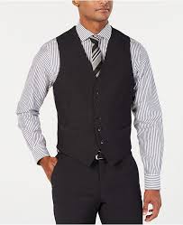 Mens Portfolio Slim Fit Stretch Black Solid Suit Vest