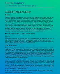 Today, apple is a leading manufacturer of a line of personal computers, peripherals, and computer software under the apple macintosh (mac) brand. Analysis Of Apple Inc Free Essay Example Studydriver Com