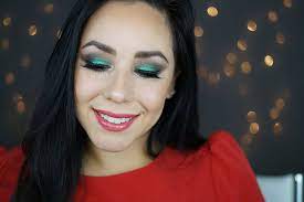 green glitter eye makeup christmas