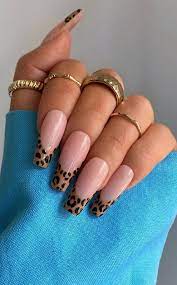 leopard print french nails