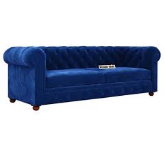 Buy Henry 3 Seater Sofa Velvet Indigo