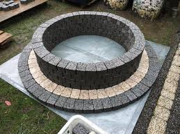 round fire pit granite stone concrete