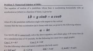 Numerical Solution Of Odes The Equation