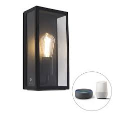 smart outdoor wall lamp black incl
