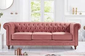 3 seater wooden leather chesterfield sofa