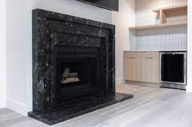 Custom Black Marble Fireplace Surround