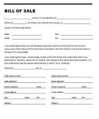 Basic Bill Of Sale Template Printable Blank Form Microsoft Word