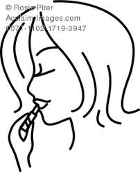 person putting on lipstick clipart