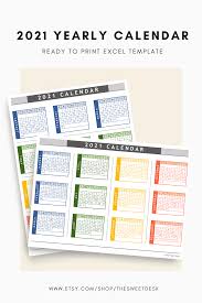 How does the calendar for 2021 work? Editable 2021 Excel Yearly Calendar Template Printable Modern Annual Wall Calendar Kinder In 2021 Printable Calendar Template Calendar Template Excel Calendar Template