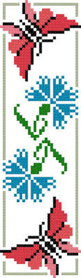 Bookmark 7 Flower And Butterfly Free Cross Stitch Pattern