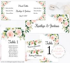 Wedding Seating Chart Set Table Numbers Place Cards Edit Online Now