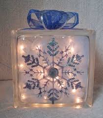 Snowflake Glass Block With