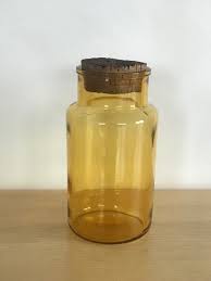 Vintage Apothecary Amber Glass Jar Cork