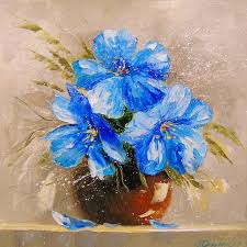 Blue Flowers Painting By Olha Darchuk