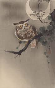 ohara koson owl perched on a branch