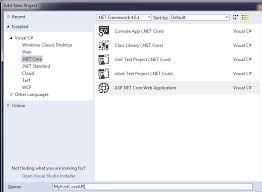 creating asp net core project using