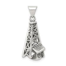 sterling silver oil derrick pendant