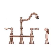 Best reviews guide analyzes and compares all kitchen faucets of 2021. Copper 8 3 8 Inch High Arc Two Handles Bridge Copper Kitchen Faucet With Side Spray Five Years Warranty Akicon Buy Online In Honduras At Honduras Desertcart Com Productid 142085412
