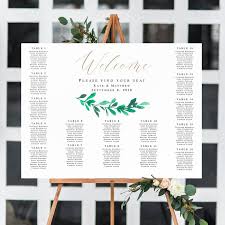 Welcome Seating Chart Template Gold Seating Chart Template Greenery Gold Wedding Seating Arrangement Greenery Seating Chart Poster Vm122