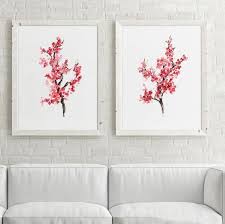 Cherry Blossom Art Pink Wall Decor Tree