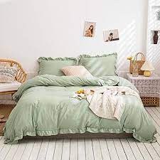 green bedding sage green ruffle duvet