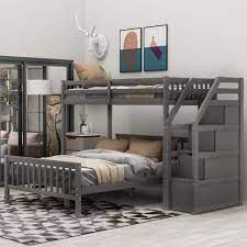 Gray Twin Over Full Loft Bed