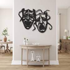 Metal Wall Art Happy And Sad Mask Drama